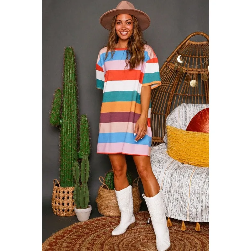 Multi Stripe T-shirt Dress