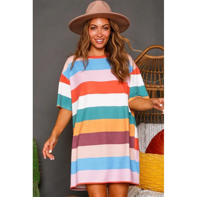 Multi Stripe T-shirt Dress