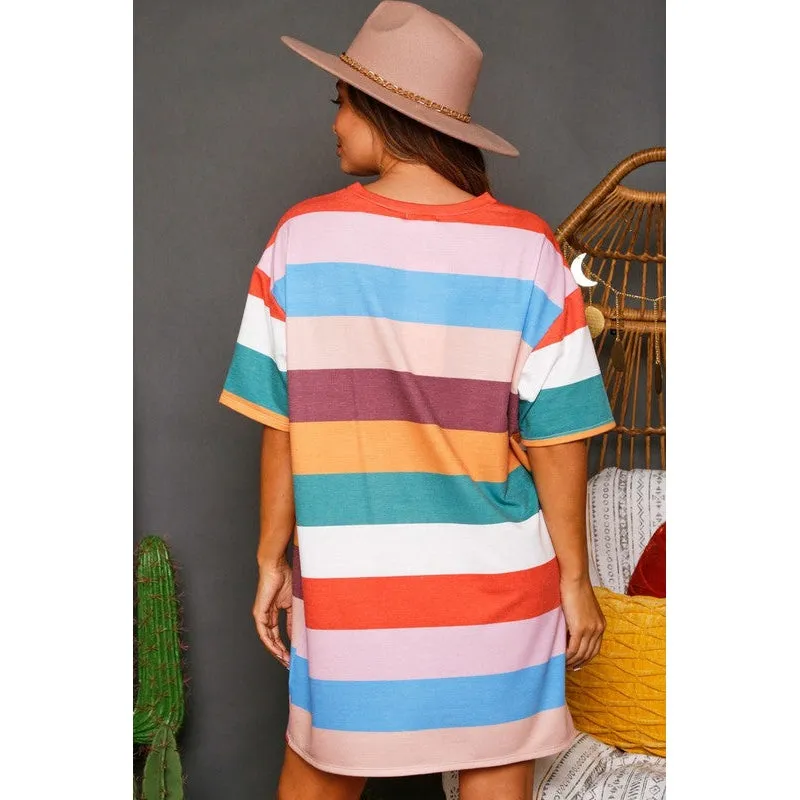 Multi Stripe T-shirt Dress