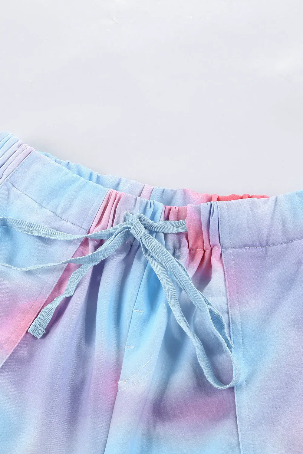 Multicolor Print Drawstring Casual Elastic Waist Pocketed Shorts