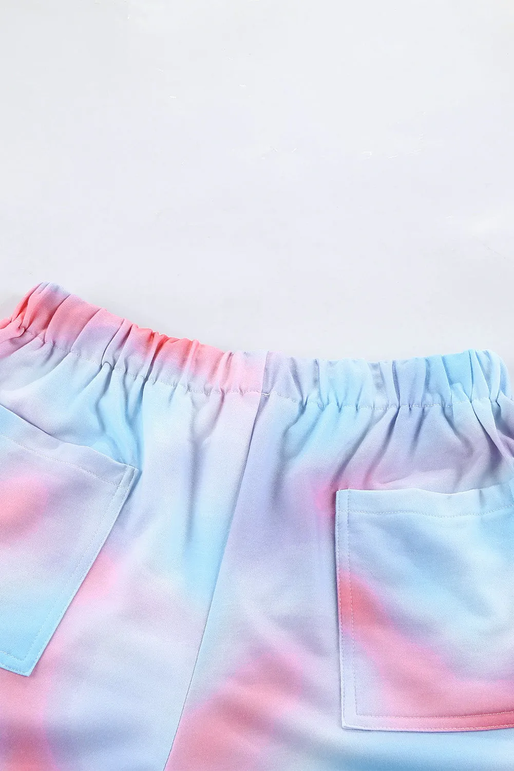 Multicolor Print Drawstring Casual Elastic Waist Pocketed Shorts