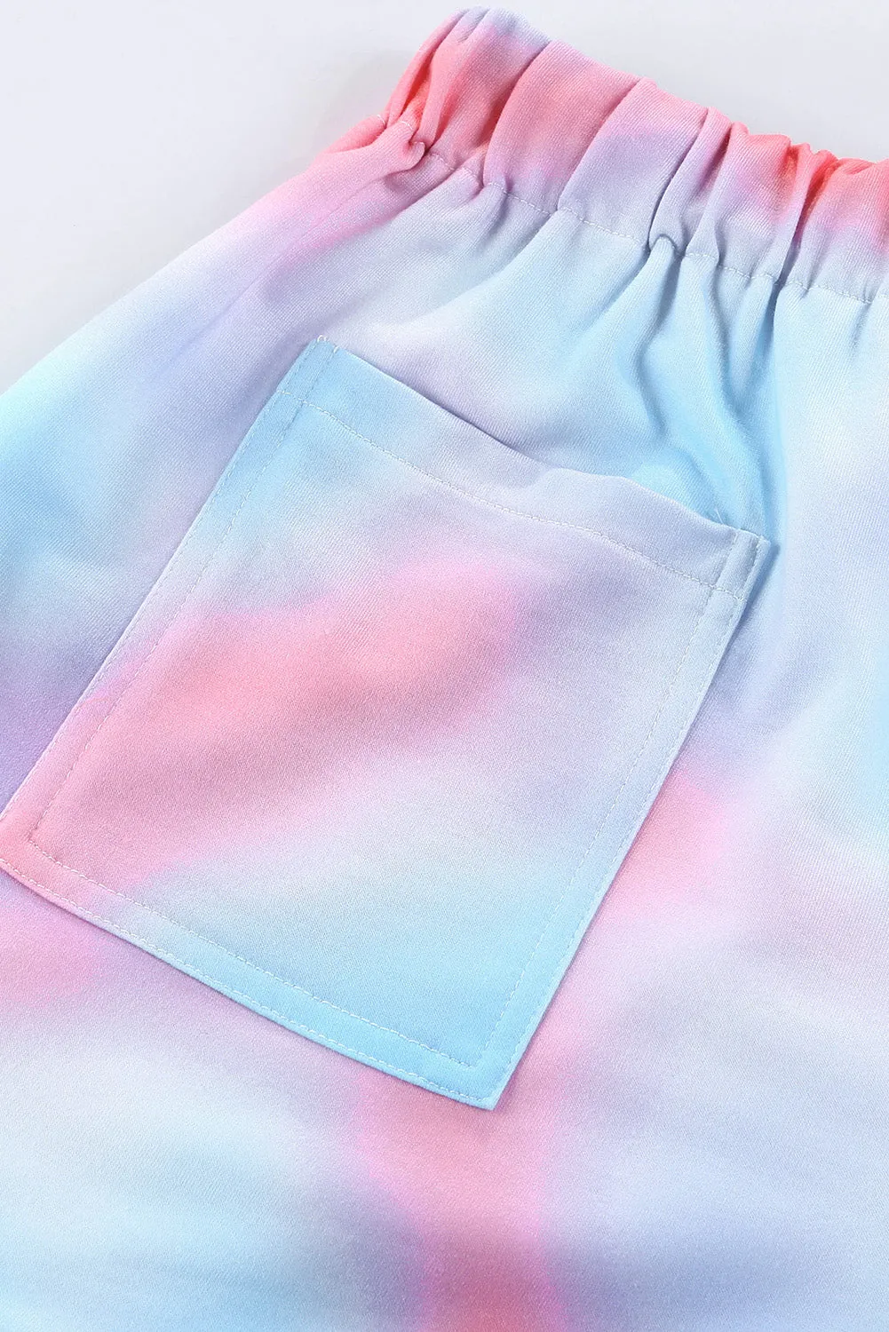 Multicolor Print Drawstring Casual Elastic Waist Pocketed Shorts