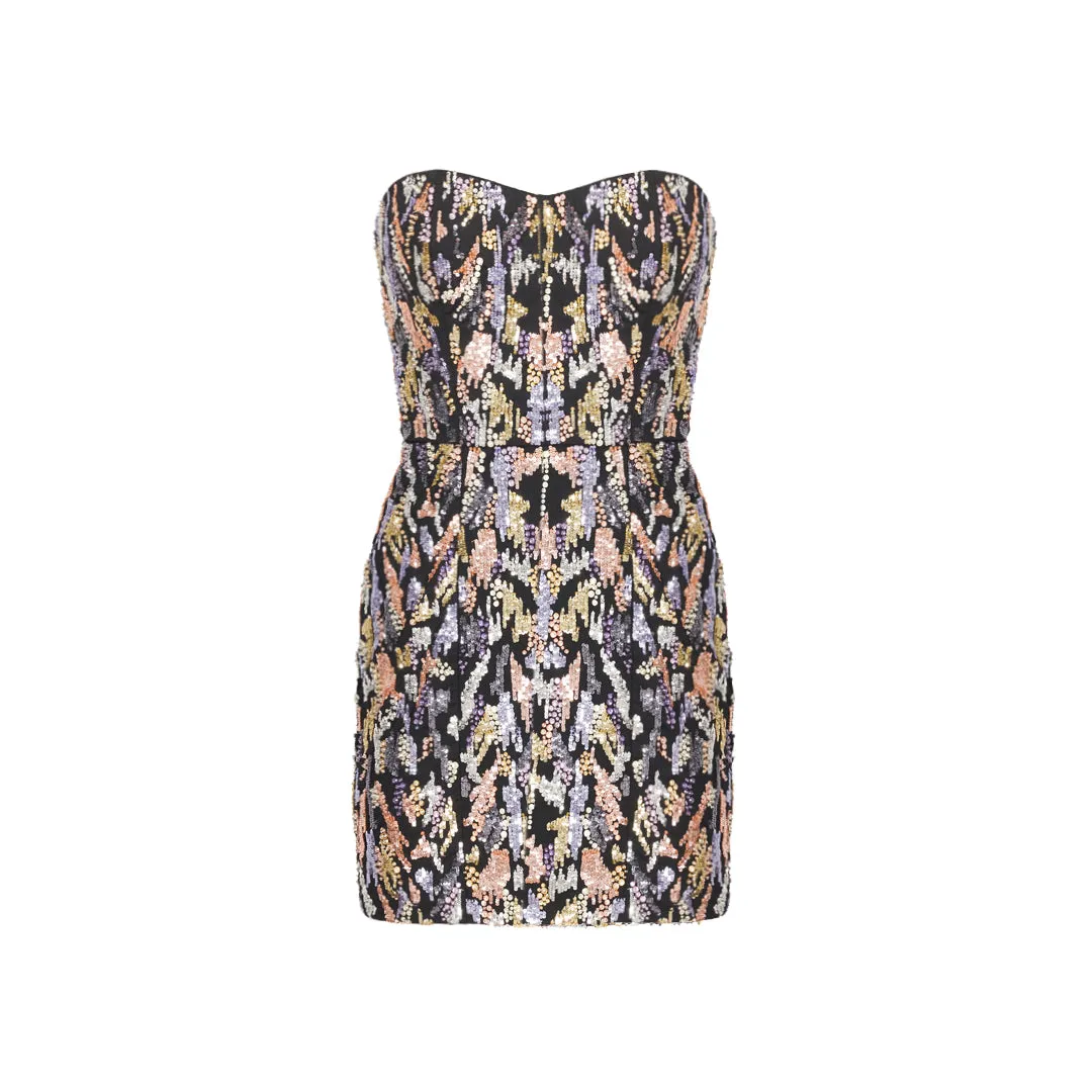 Multicolor Sequin & Crystal Mini Dress