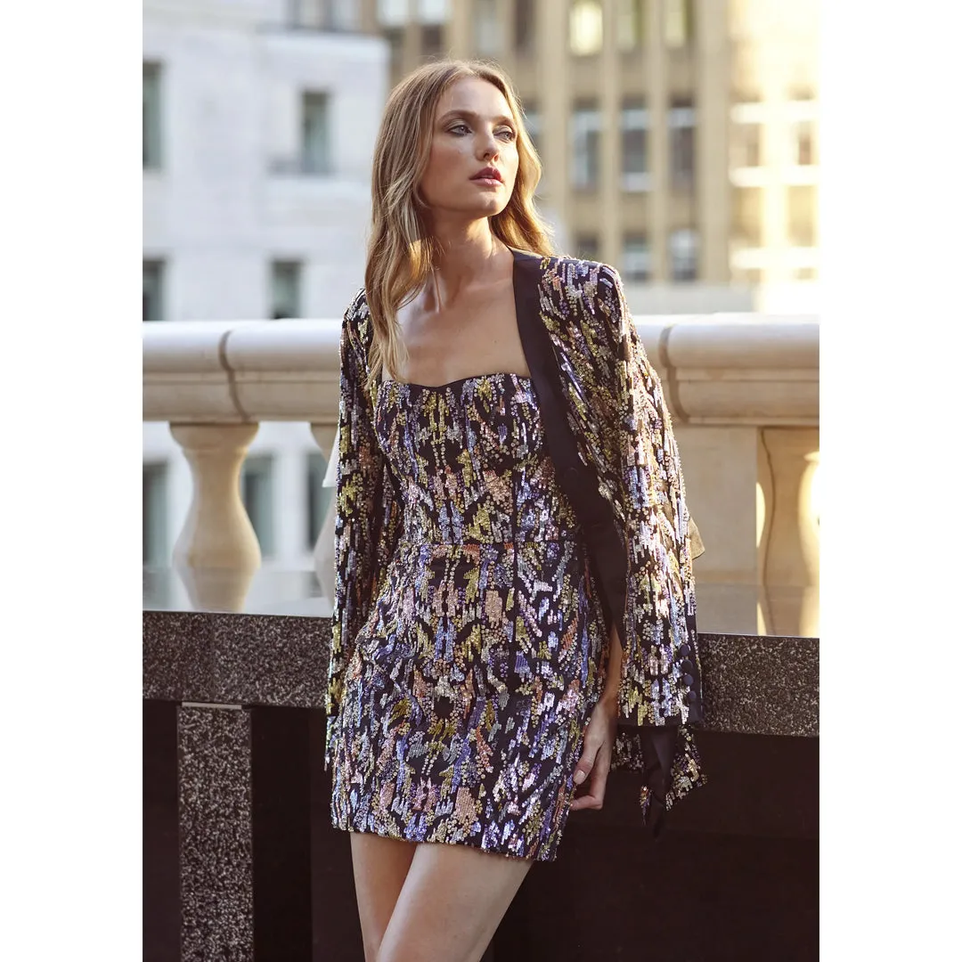 Multicolor Sequin & Crystal Mini Dress