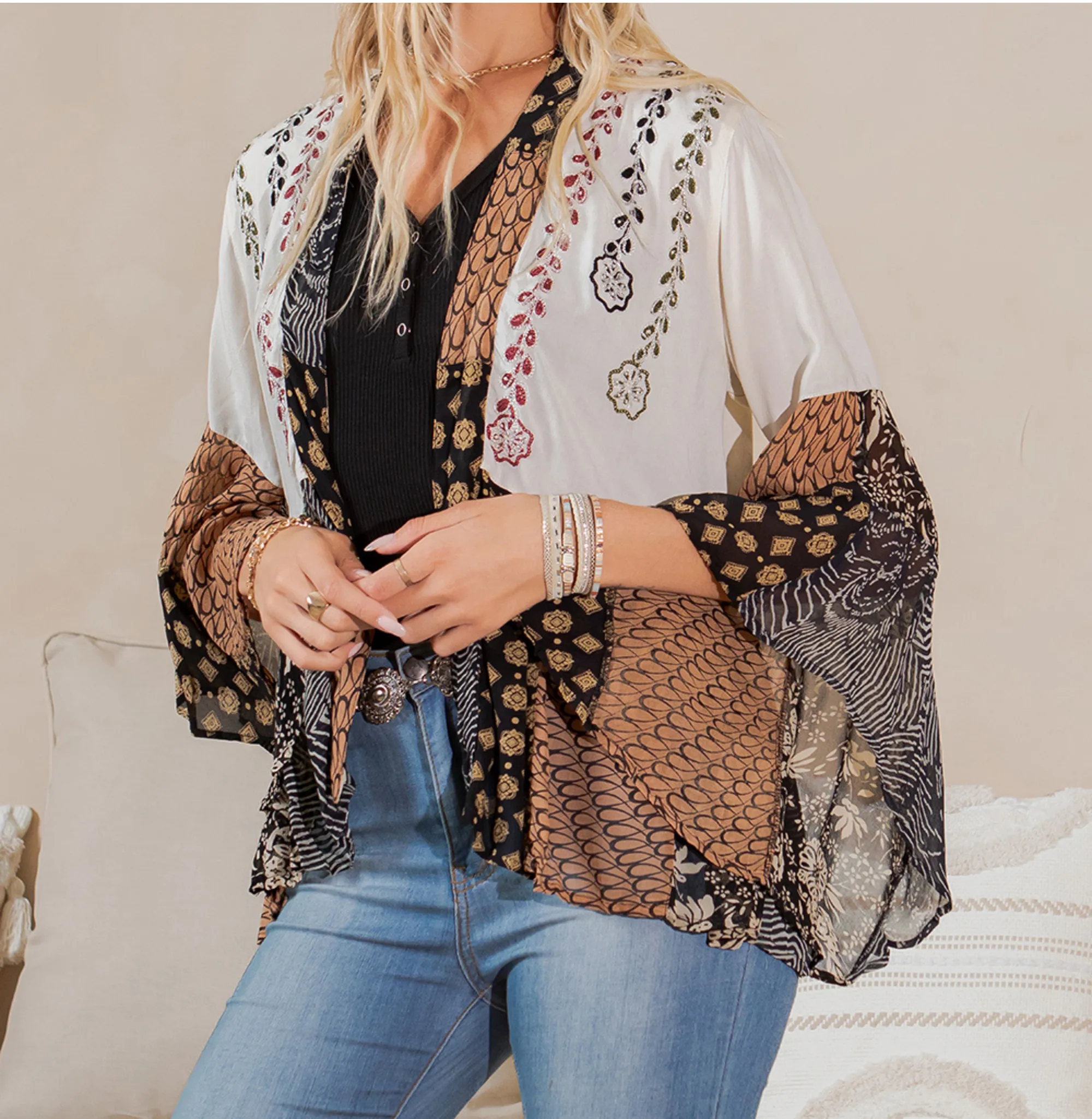 Natural Bohemian : Embroidered Short Shrug