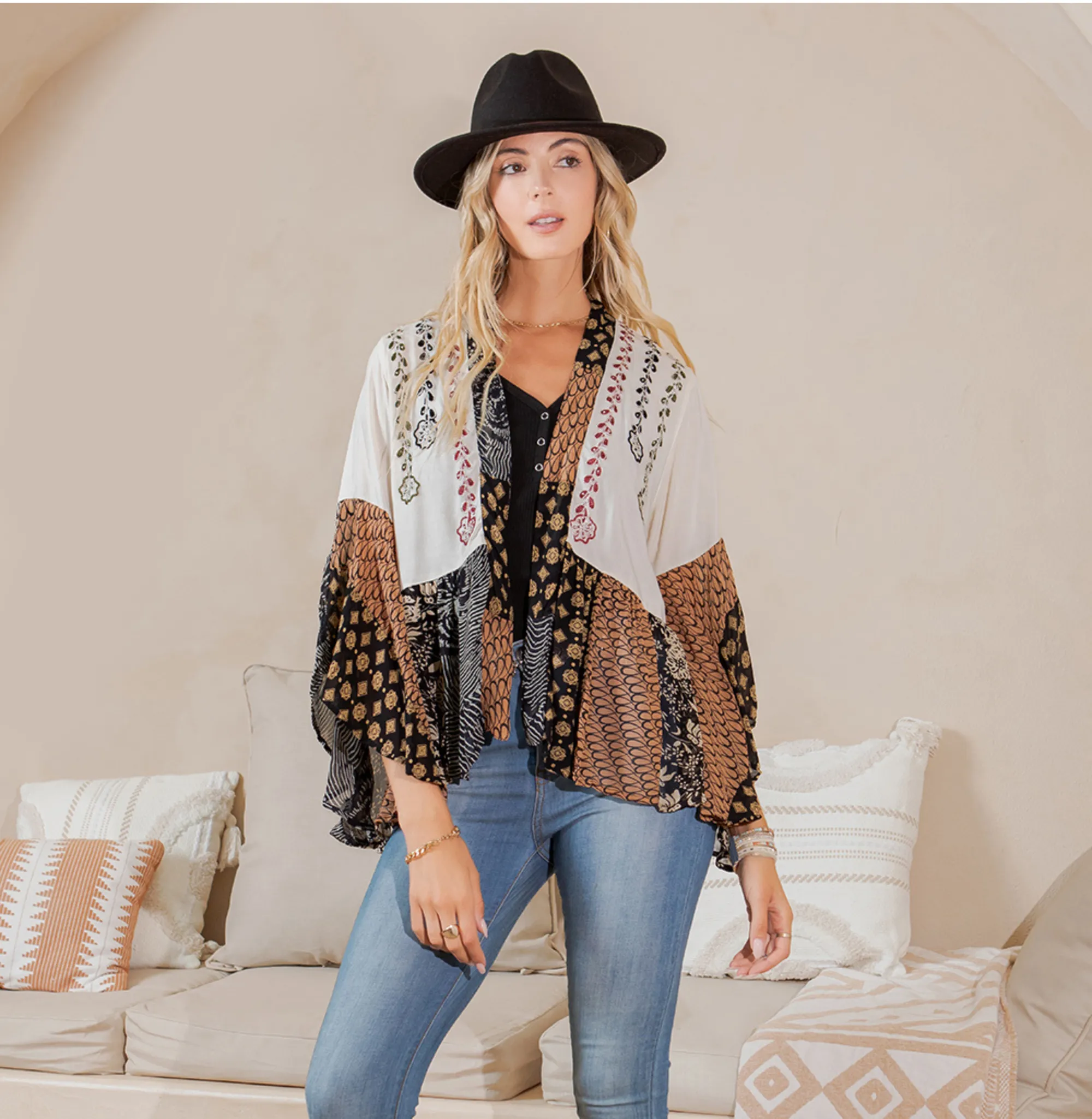 Natural Bohemian : Embroidered Short Shrug