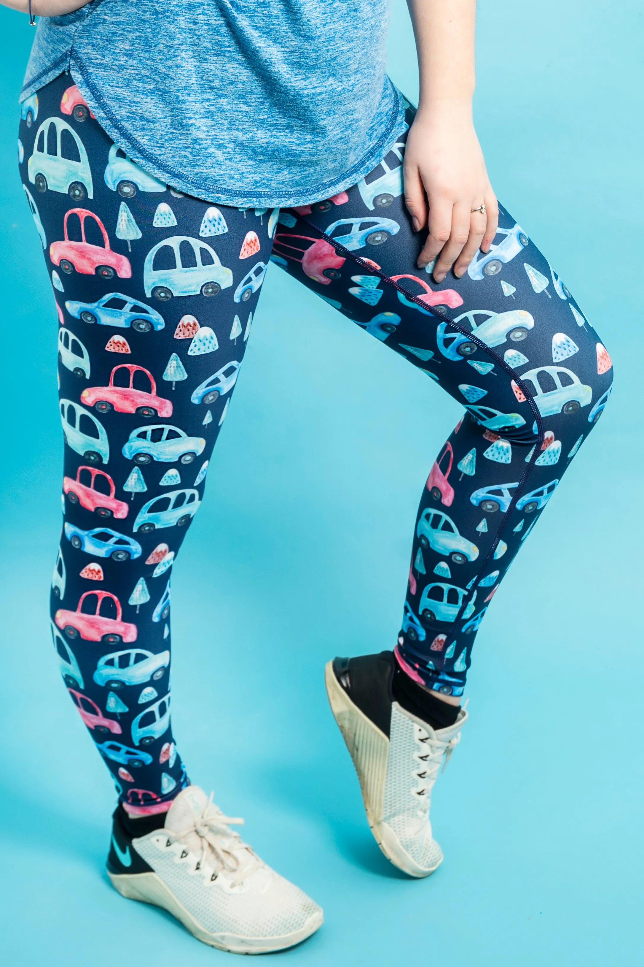 Navy Car Women’s Activewear Leggings - Tall 33” inside leg