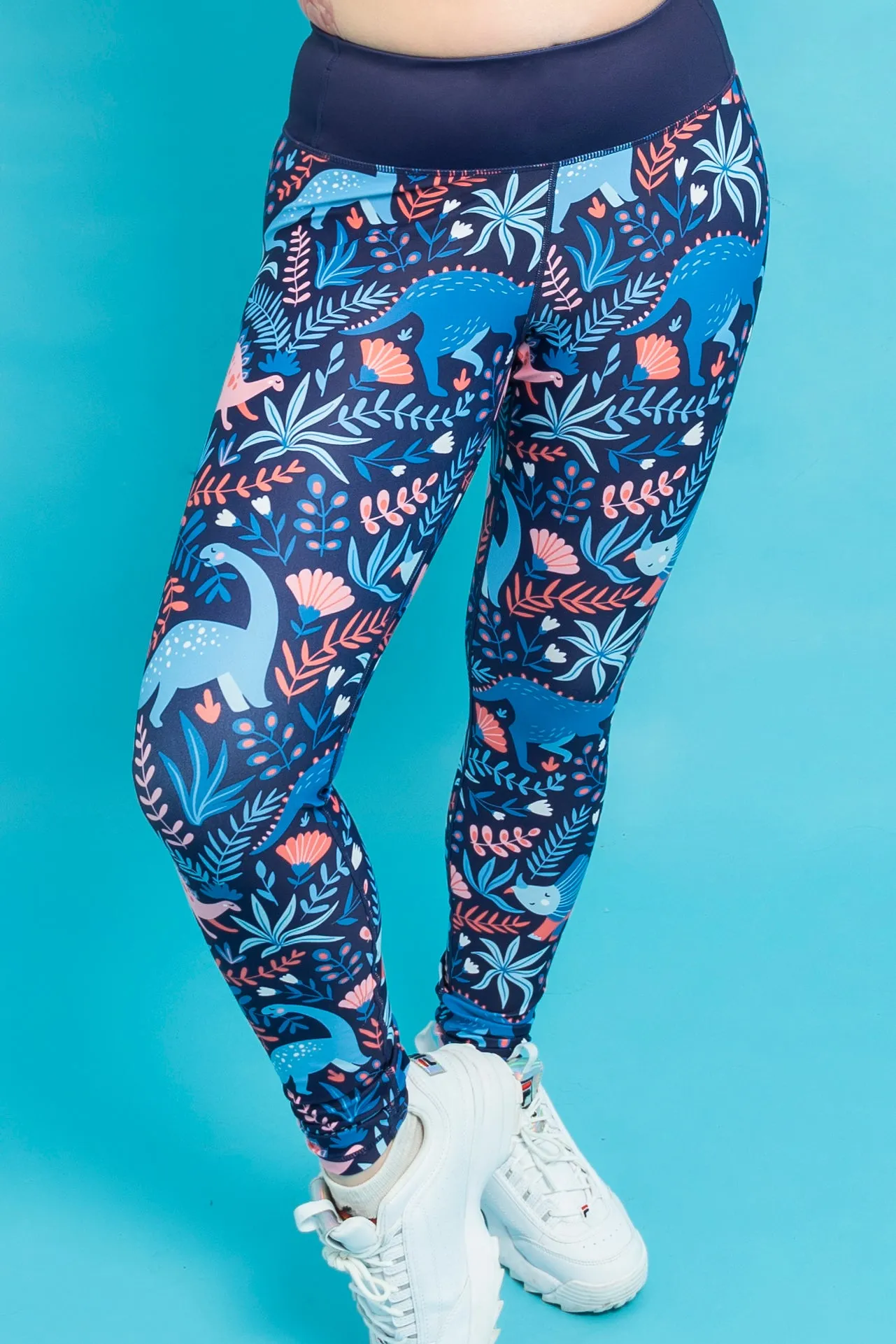 Navy Dinosaur Women’s Activewear Leggings - Tall 33” inside leg