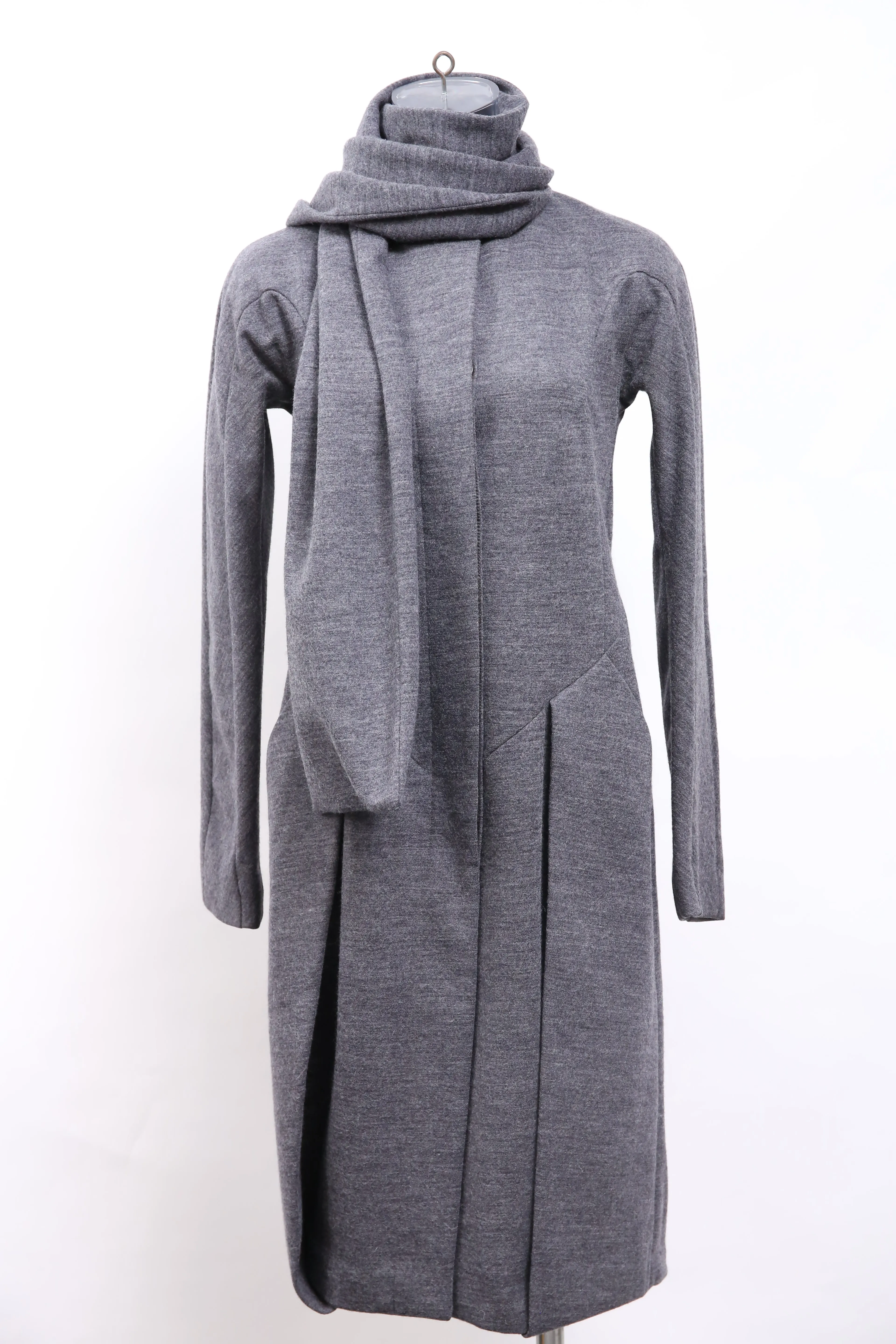 Neil Barrett Coat with Muffler in Grey Cotton