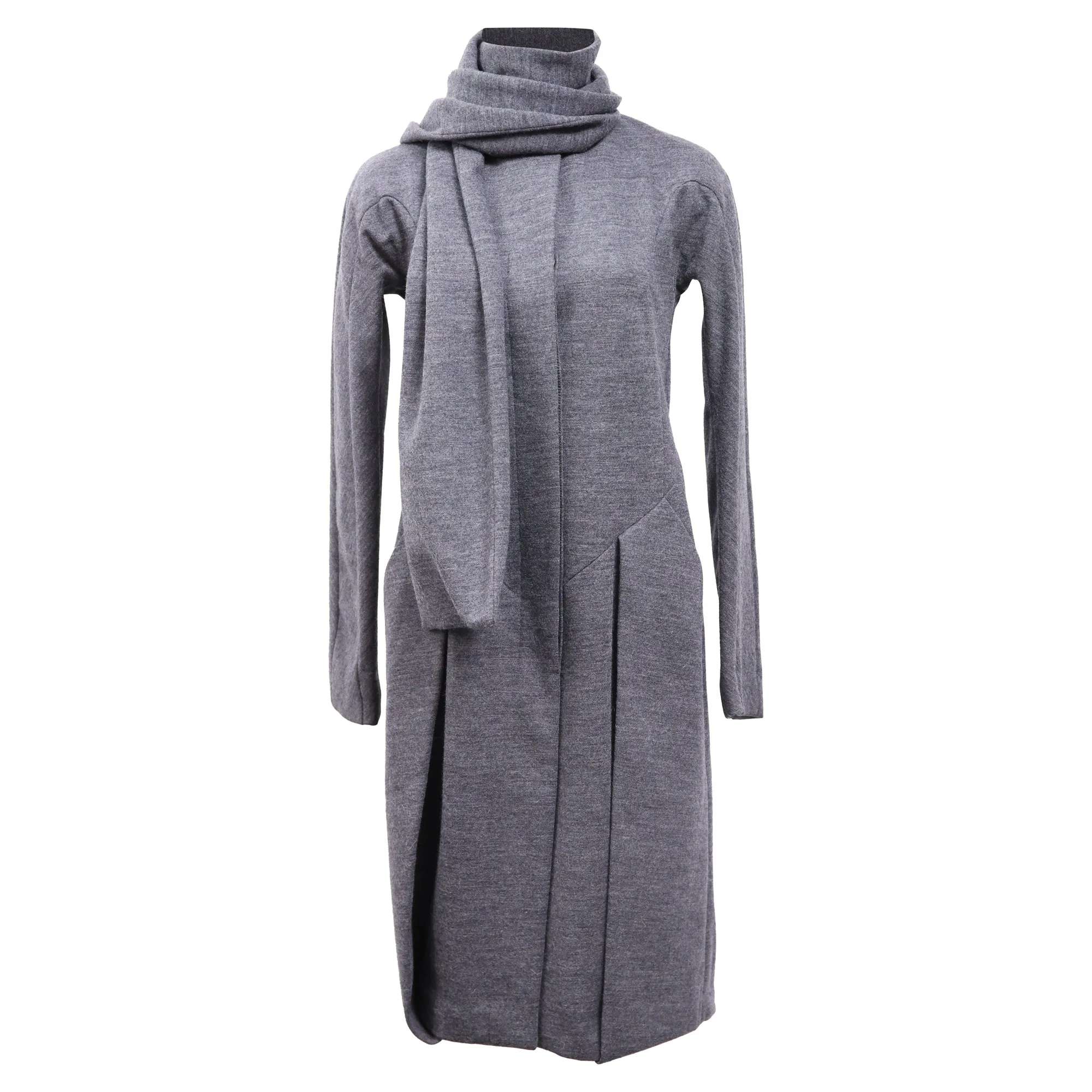 Neil Barrett Coat with Muffler in Grey Cotton