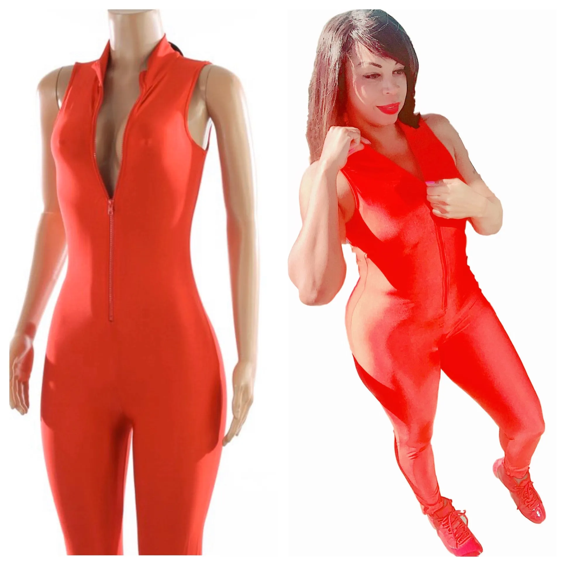 New Arrival 🔥Mock Neck Shine Jumpsuit Zipper