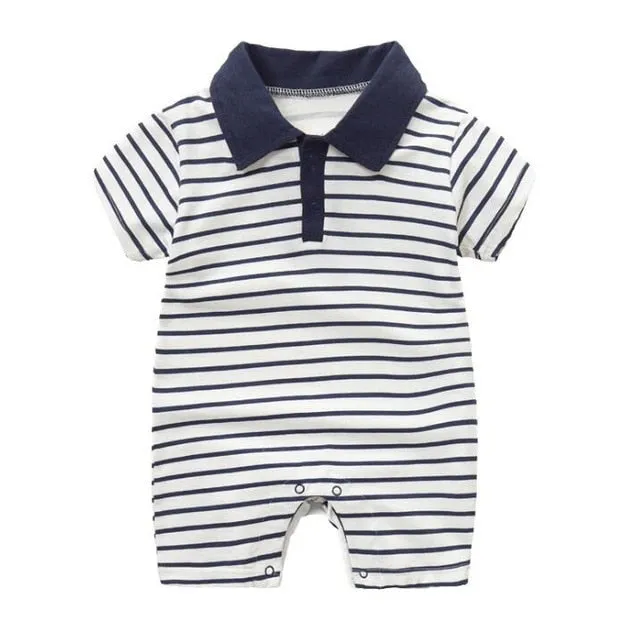 New Born Baby Clothing Summer Gentleman Rompers 0-12M Baby Boys Cotton Jumpsuit Baby Body Clothes Newborn Unisex Thin Costumes
