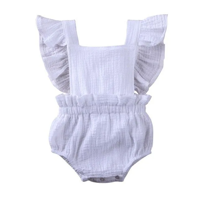 NEW Cute Baby Girl Ruffle Solid Color Romper Jumpsuit Outfits Sunsuit for Newborn Infant Children Clothes Kid Clothing