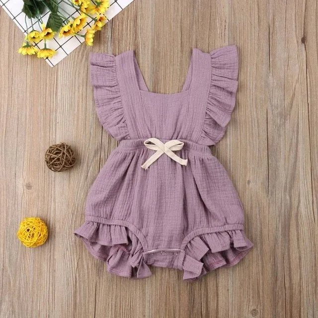 NEW Cute Baby Girl Ruffle Solid Color Romper Jumpsuit Outfits Sunsuit for Newborn Infant Children Clothes Kid Clothing