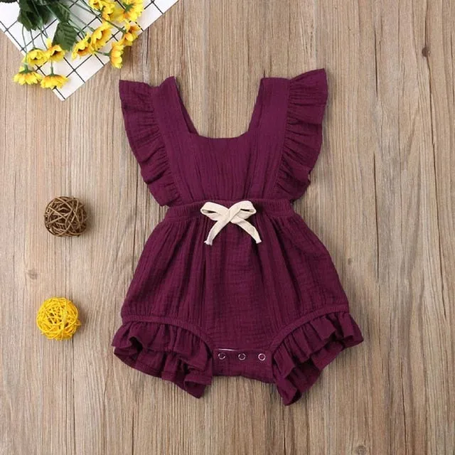 NEW Cute Baby Girl Ruffle Solid Color Romper Jumpsuit Outfits Sunsuit for Newborn Infant Children Clothes Kid Clothing
