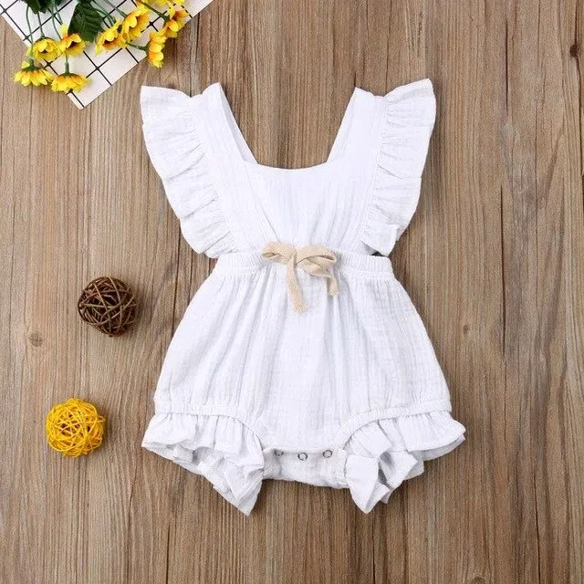 NEW Cute Baby Girl Ruffle Solid Color Romper Jumpsuit Outfits Sunsuit for Newborn Infant Children Clothes Kid Clothing