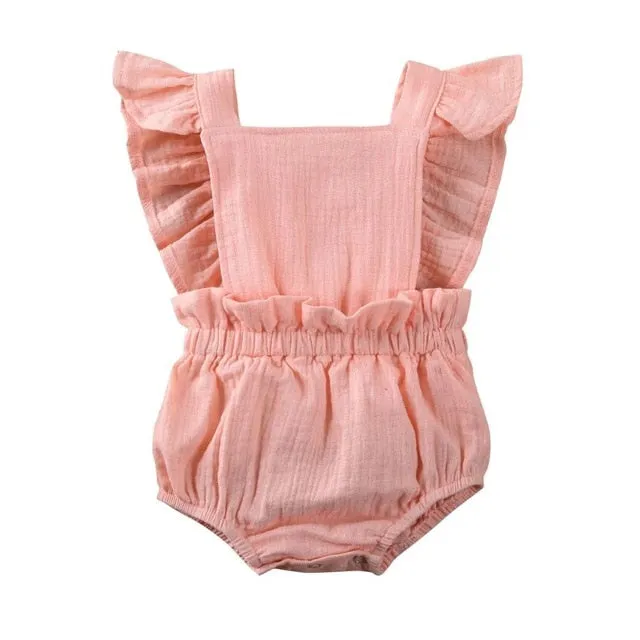 NEW Cute Baby Girl Ruffle Solid Color Romper Jumpsuit Outfits Sunsuit for Newborn Infant Children Clothes Kid Clothing