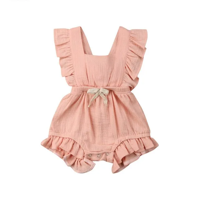 NEW Cute Baby Girl Ruffle Solid Color Romper Jumpsuit Outfits Sunsuit for Newborn Infant Children Clothes Kid Clothing