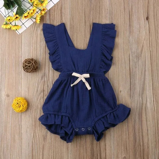 NEW Cute Baby Girl Ruffle Solid Color Romper Jumpsuit Outfits Sunsuit for Newborn Infant Children Clothes Kid Clothing