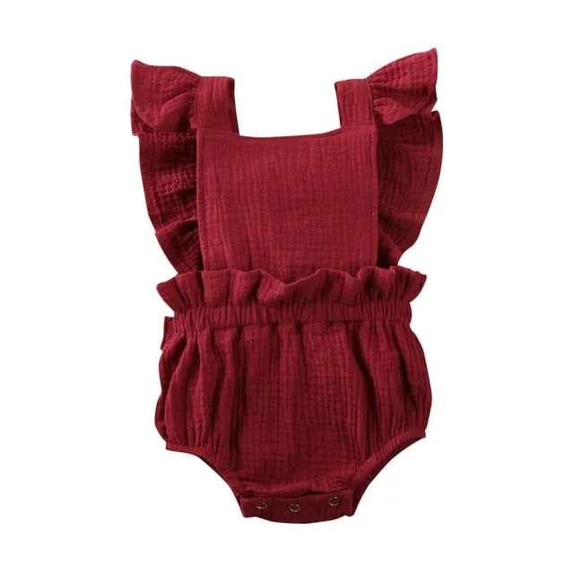 NEW Cute Baby Girl Ruffle Solid Color Romper Jumpsuit Outfits Sunsuit for Newborn Infant Children Clothes Kid Clothing
