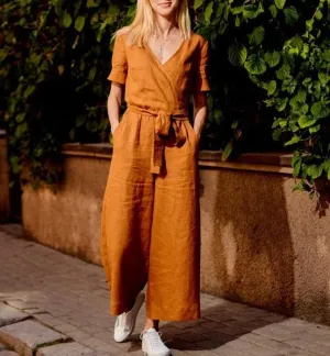 New Short-sleeved solid-color Jumpsuits
