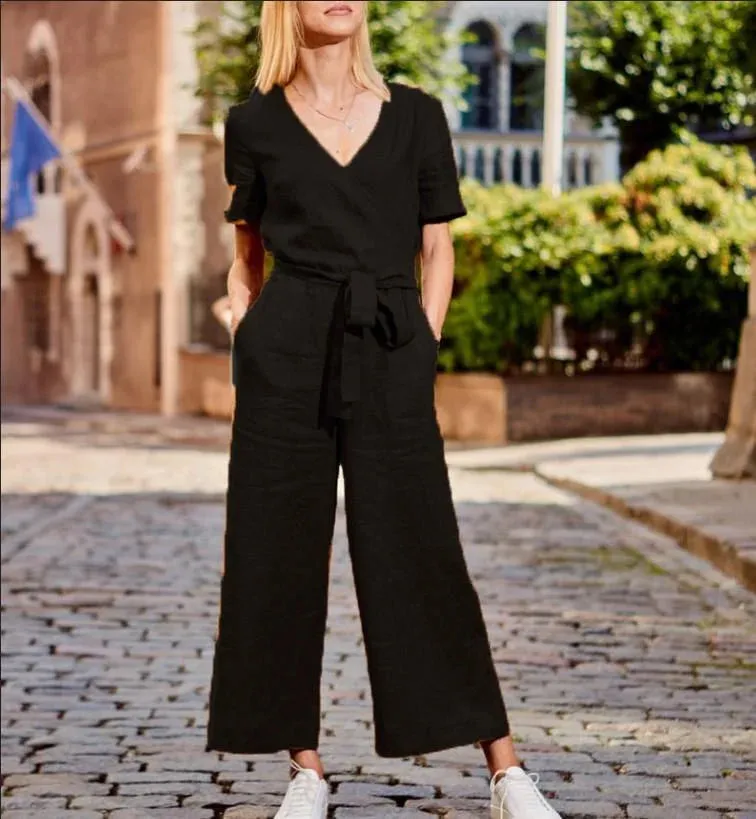 New Short-sleeved solid-color Jumpsuits