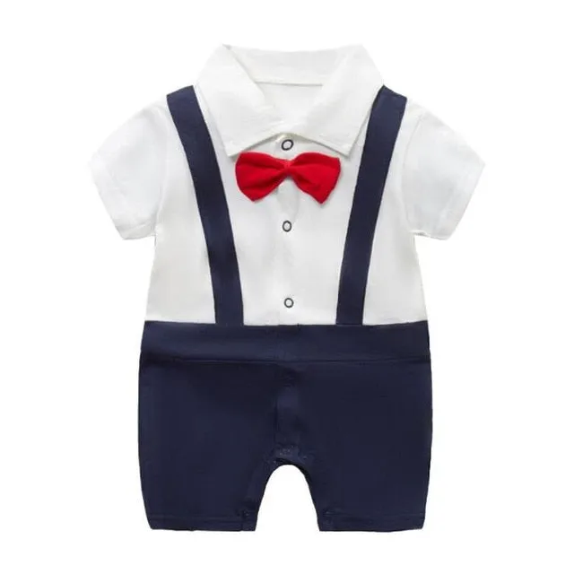 New style Summer Baby Boy gril Rompers 100% Cotton Baby Clothes Gentleman Baby Boys Romper Toddler Kids Jumpsuits birthday