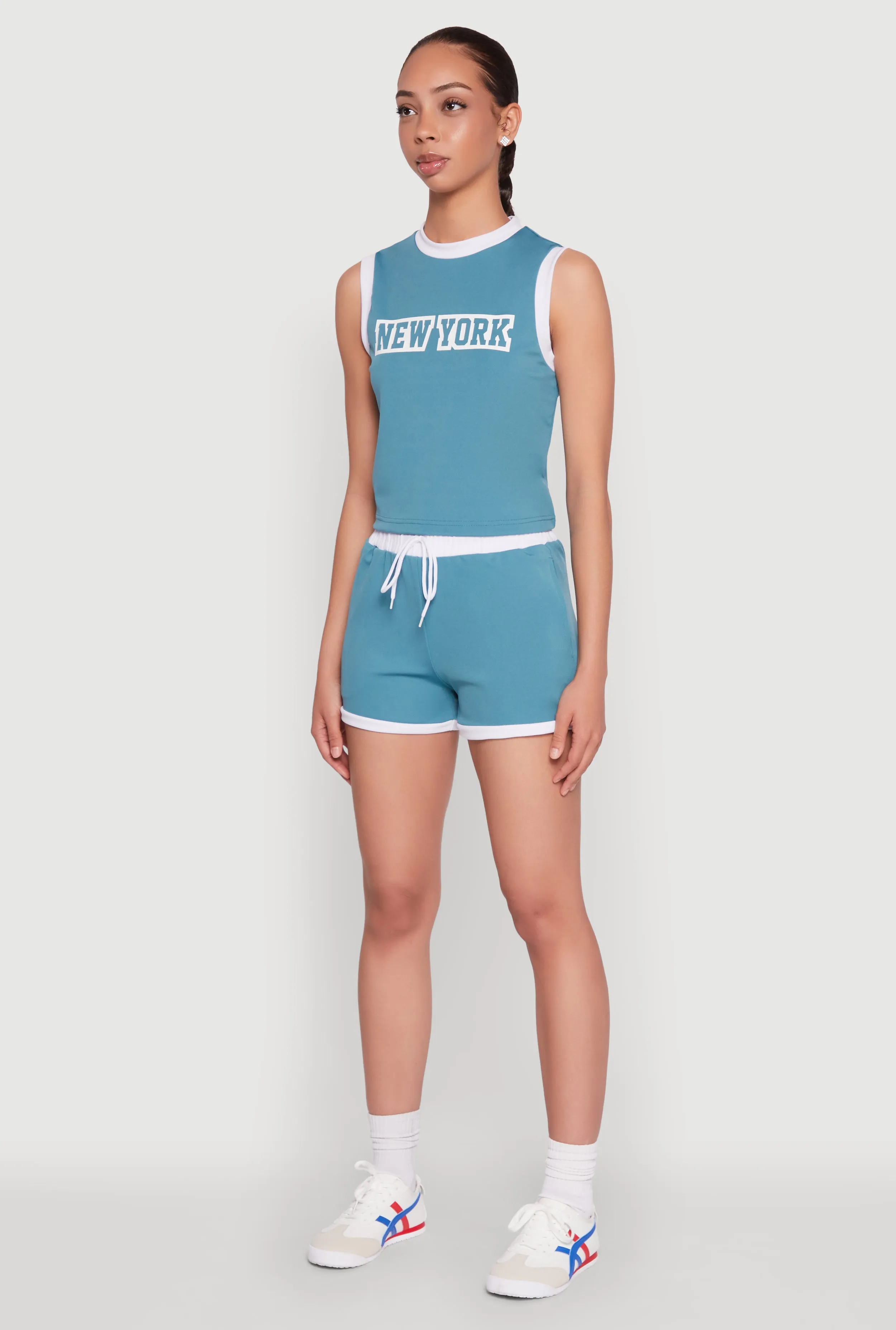 New York Graphic Contrast Trim Tank Top