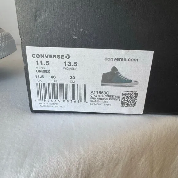 NIB Converse All Star Chuck Taylor High Street Mid Sneaker Mens 11.5 Blue Black