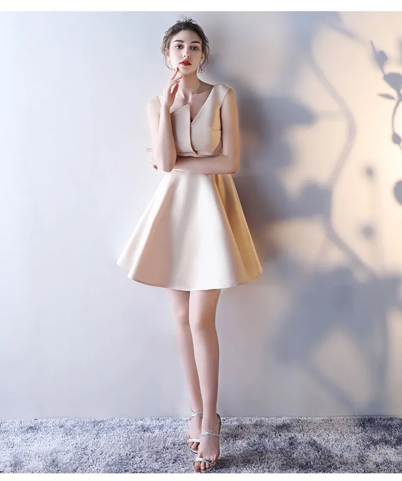 Noble Temperament Satin Short Evening Dress