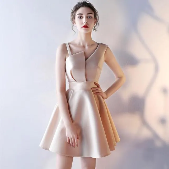 Noble Temperament Satin Short Evening Dress