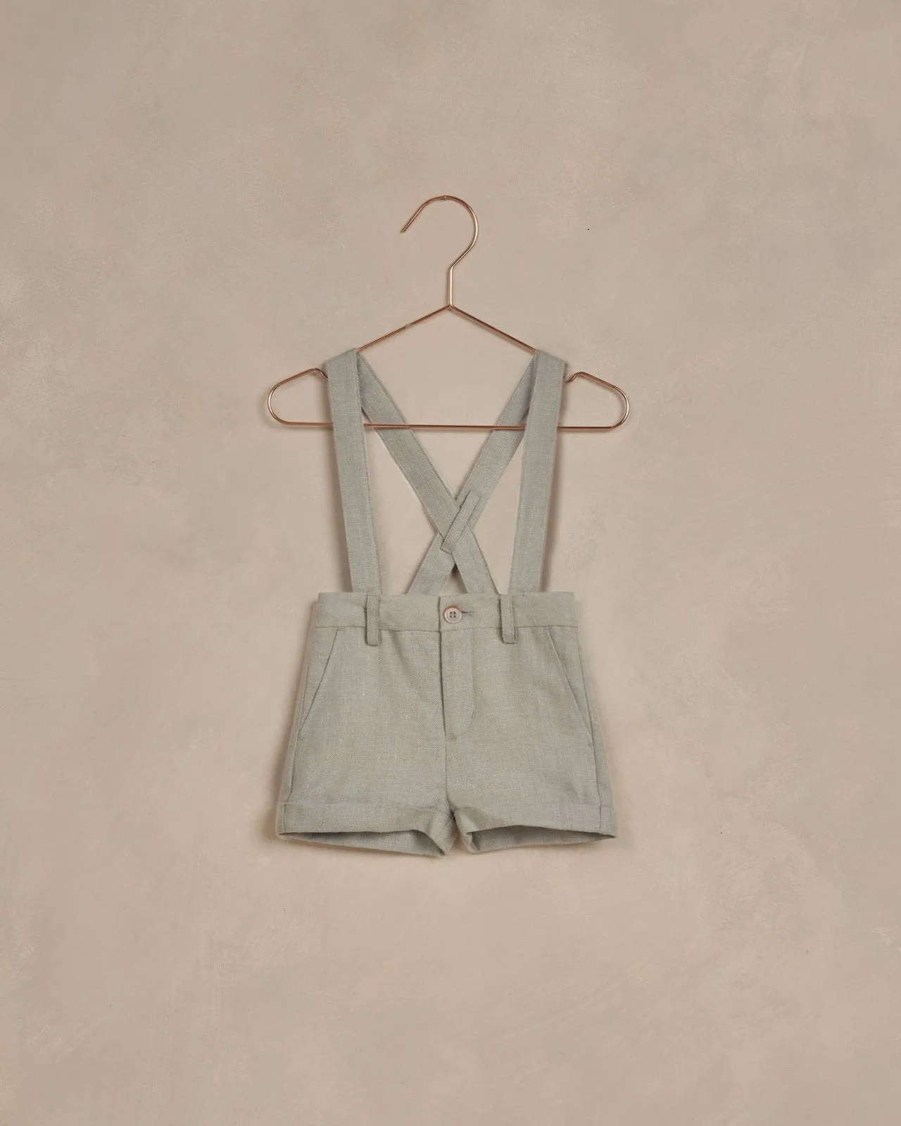 NoraLee Baby Boys Suspender Shorts in Sage