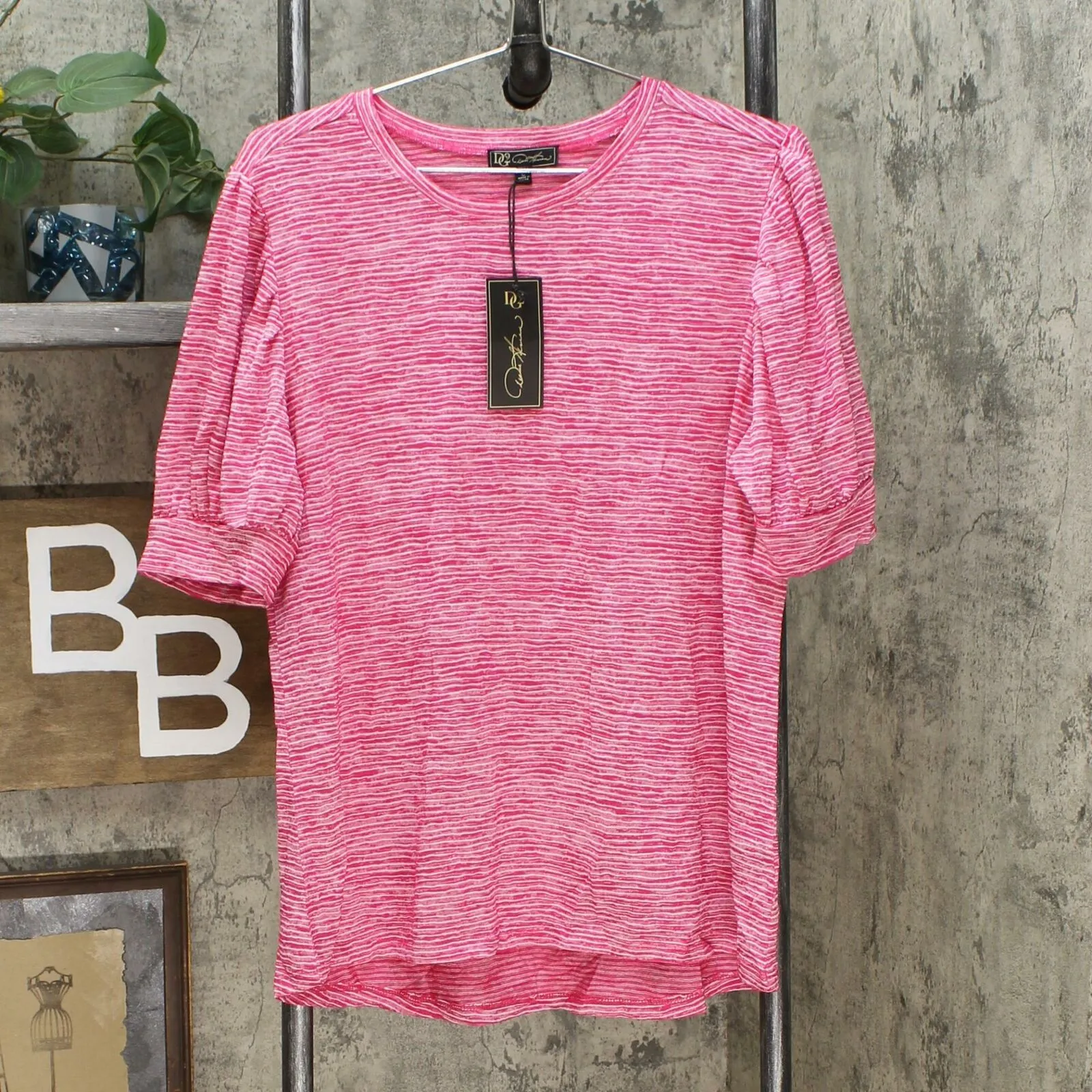 NWT DG2 By Diane Gilman Womens Balloon-Sleeve Tee. 697877 Medium