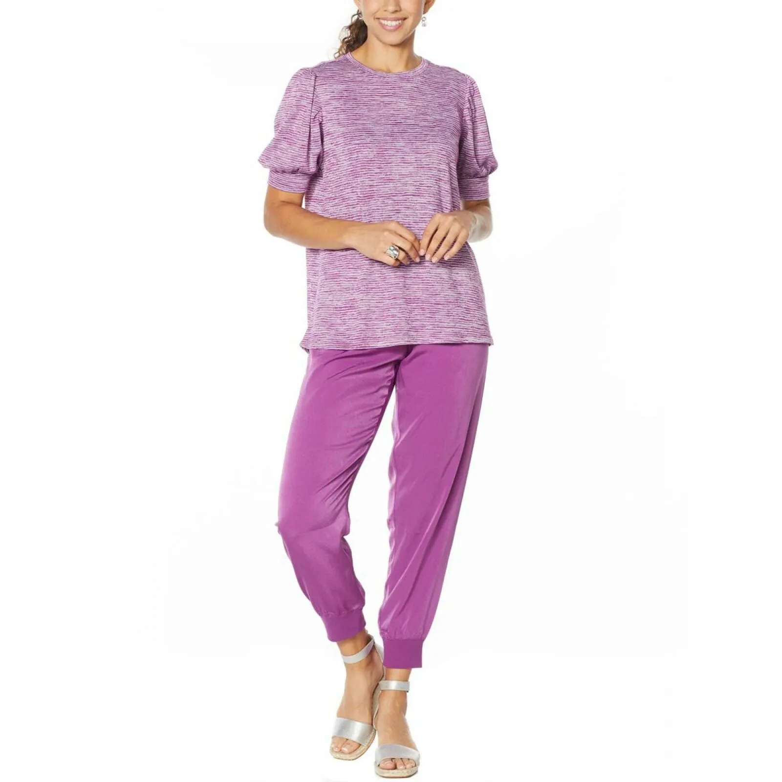 NWT DG2 By Diane Gilman Womens Balloon-Sleeve Tee. 697877 Medium