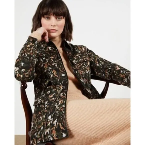 NWT Ted Baker Inniza Urban Print Jacket 4 Belted Camo Safari Military Utility