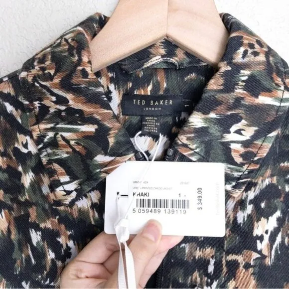 NWT Ted Baker Inniza Urban Print Jacket 4 Belted Camo Safari Military Utility