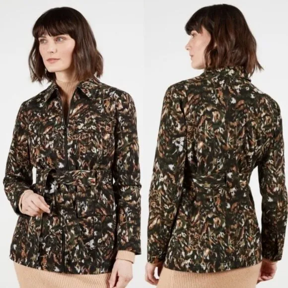 NWT Ted Baker Inniza Urban Print Jacket 4 Belted Camo Safari Military Utility