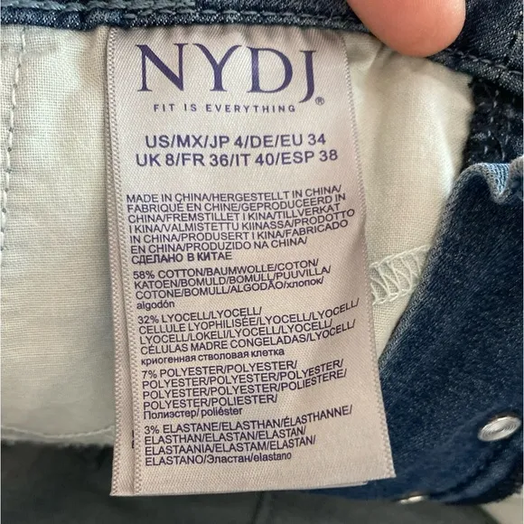NYDY High-Rise A-Line Lift &amp; Tuck Button Fly Cuffed Horizon Jean Shorts size 4