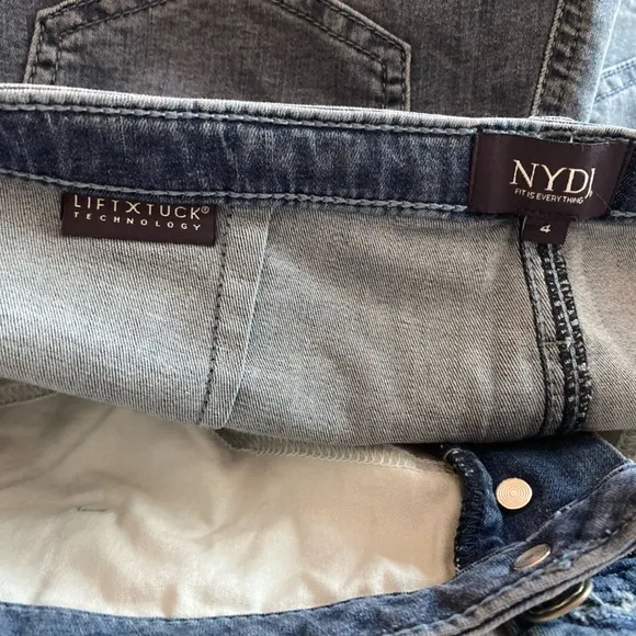 NYDY High-Rise A-Line Lift &amp; Tuck Button Fly Cuffed Horizon Jean Shorts size 4