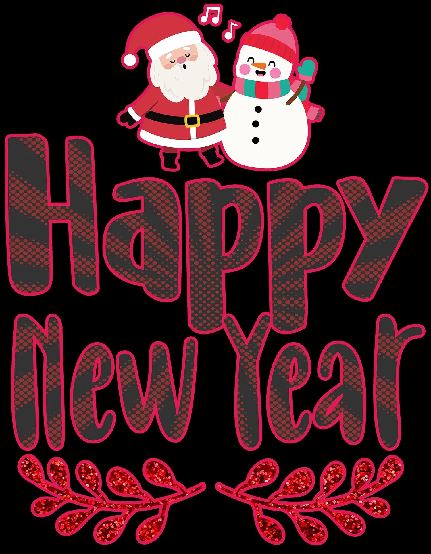 NYE Happy New Year Santa Sparkle Snowman Bling Cute Family Unisex Sweatshirt