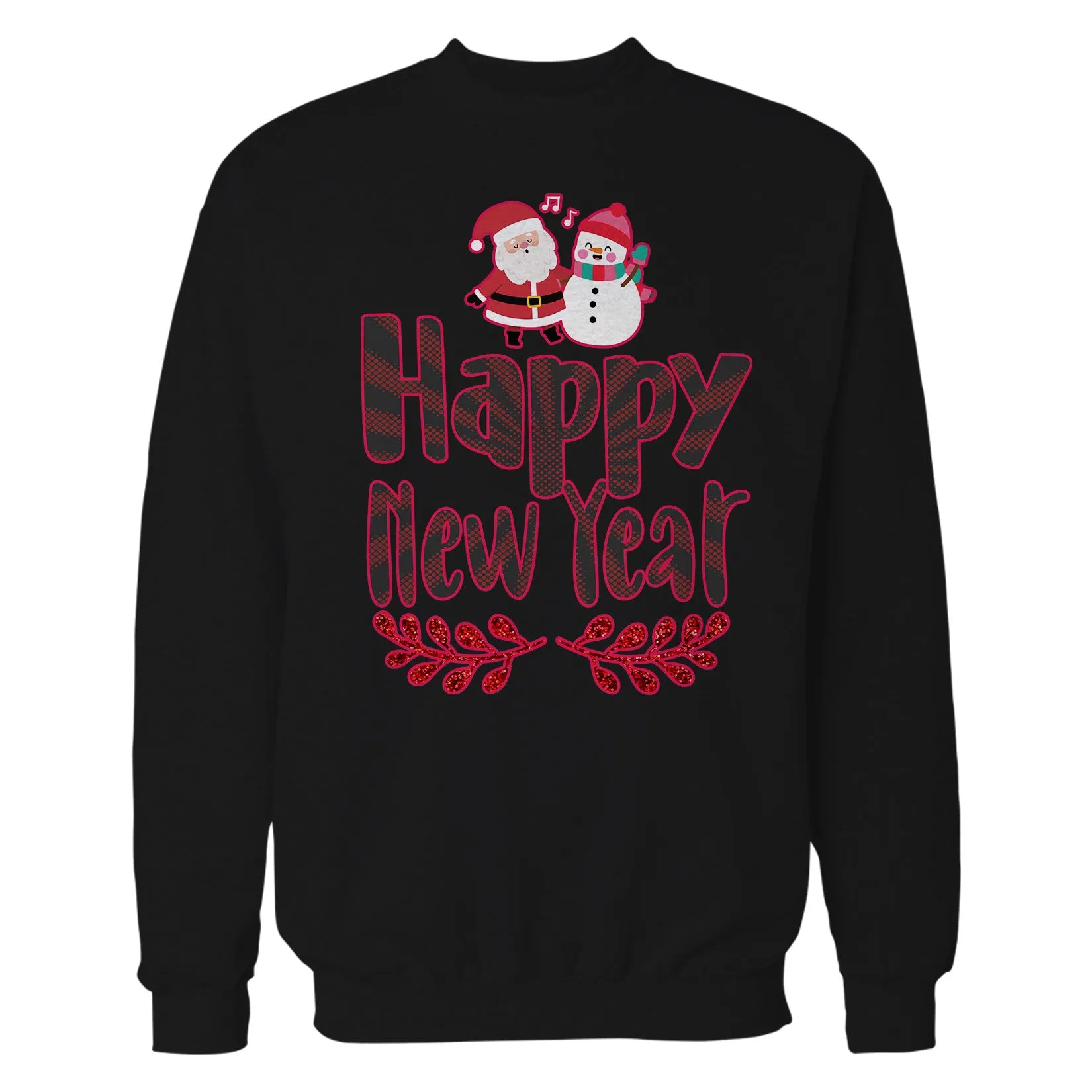 NYE Happy New Year Santa Sparkle Snowman Bling Cute Family Unisex Sweatshirt