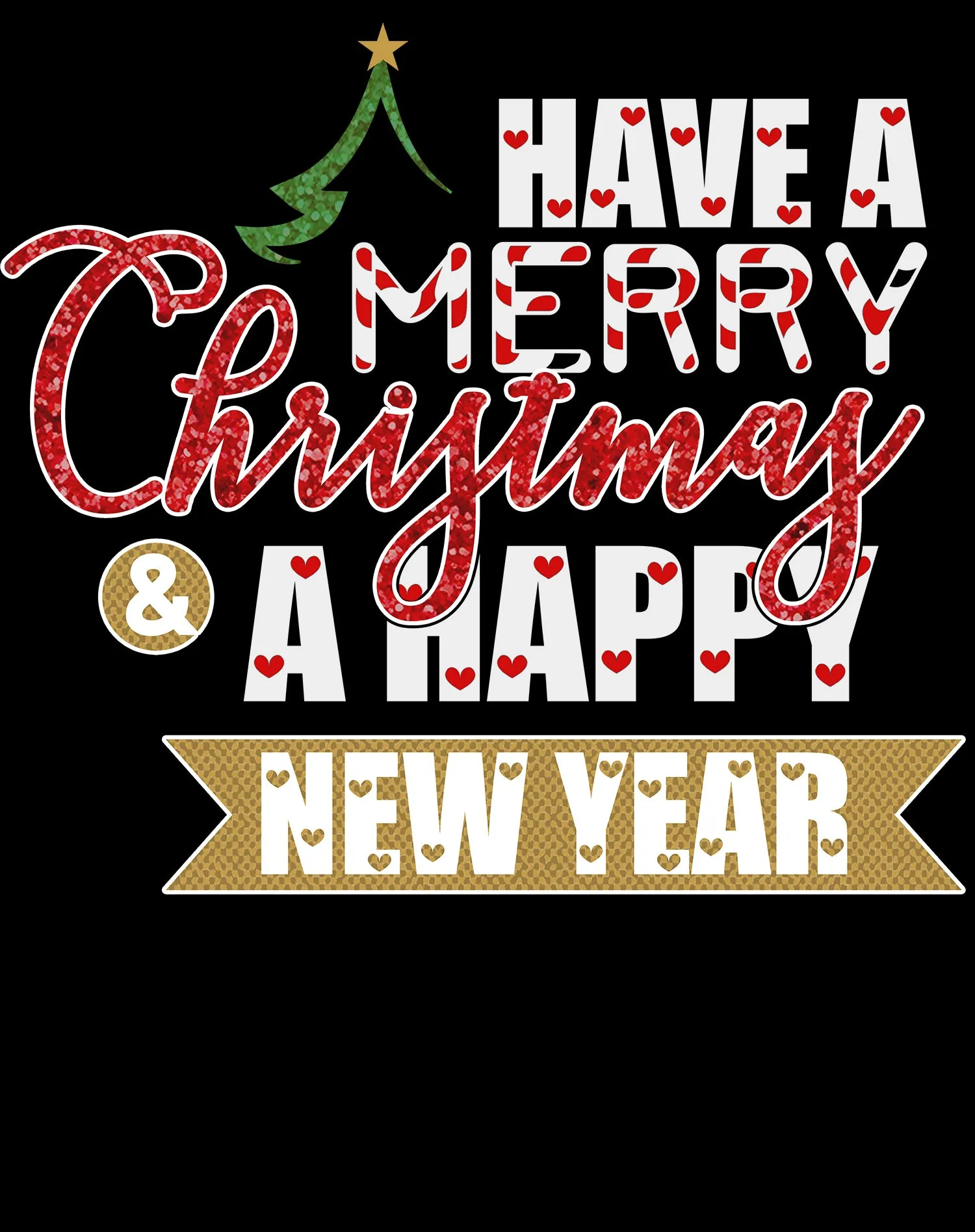 NYE Merry Christmas Happy New Year Hearts Party Xmas Eve Unisex Sweatshirt