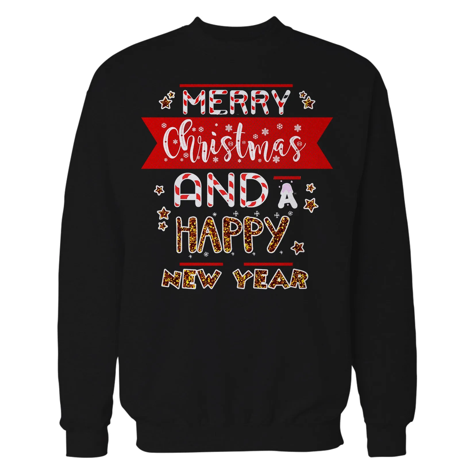 NYE Merry Christmas Stripes Happy New Year Sparkle Party Unisex Sweatshirt