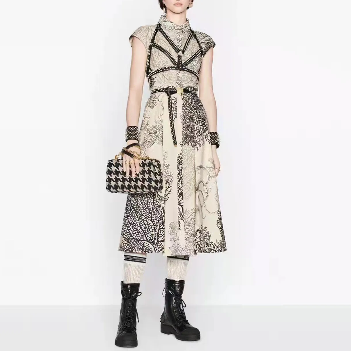 Octopus Print Lapel Shirt Dress