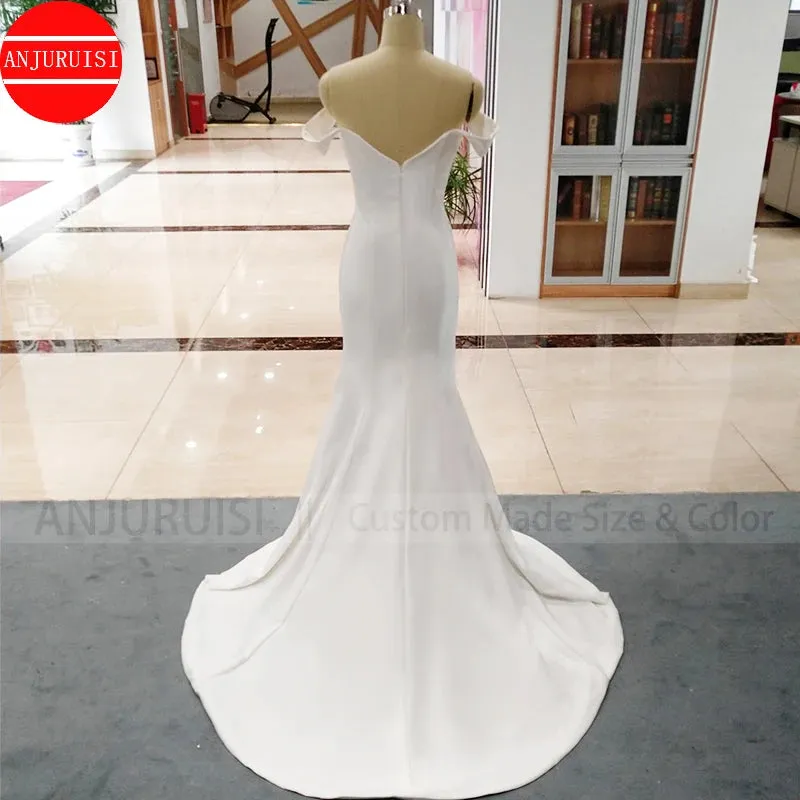 Off The Shoulder Soft Satin Mermaid Wedding Dresses For Women