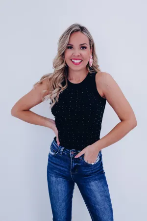 OG Ellie Embellished Cropped Tank Top - Black