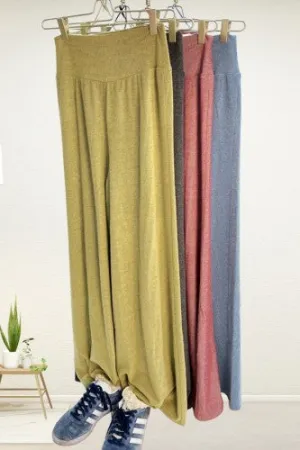 Olive High Waist Wide Casual Pant