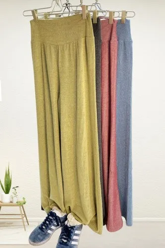 Olive High Waist Wide Casual Pant