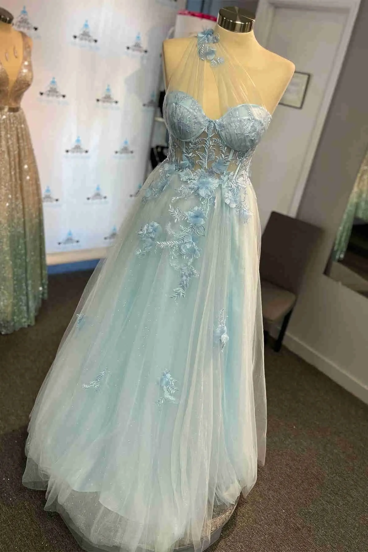 One Shoulder Flowers Lace Prom Dresses Applique Sweetheart with Split