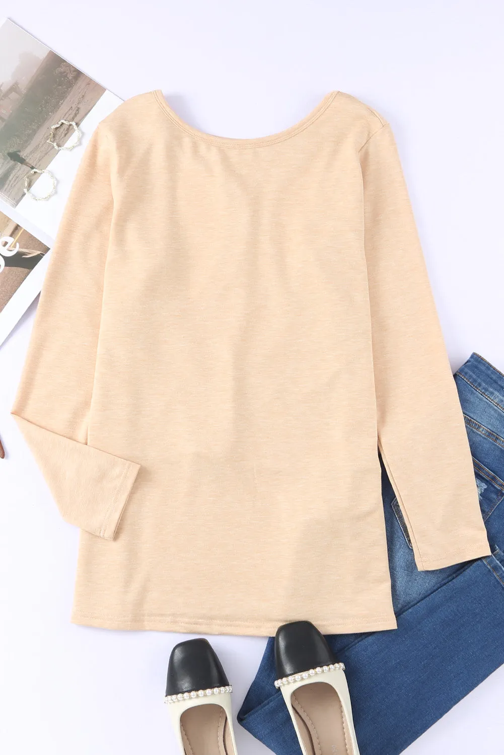 Open Back Long Sleeve Knit Top